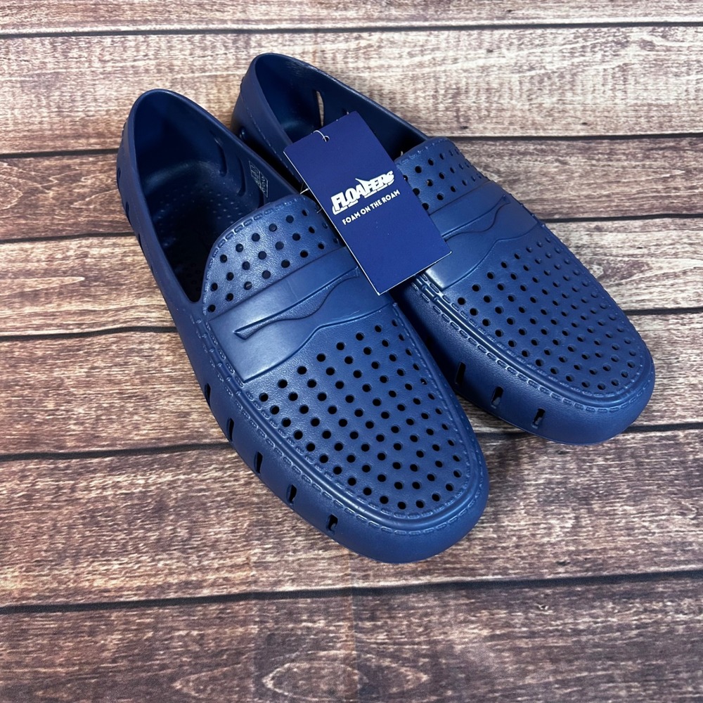 Floafers Mens Country Club-SP Navy Peony Flame Orange Foam Loafers Size 12D NEW